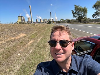 Tom Cobban on route to meeting the Financial Counselling team at Anglicare Gippsland - Loy Yang Power Station, Victoria - February 2025