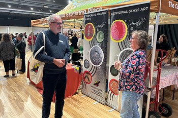 Norm with local financial Counsellor, Joanne - Wathaurong Aboriginal Cooperative Open Day - Geelong, VIC - April 2025