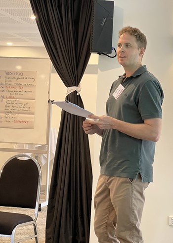 Tom Cobban presenting training for Financial Counselling Australia's Disaster Community of Practice - Darwin, NT - April 2025