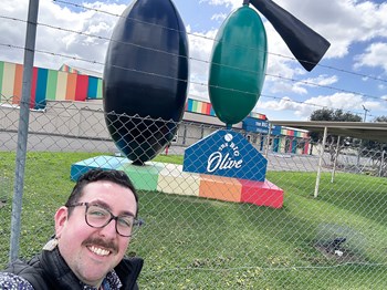 Matt Charbel’s recent South Australia road trip supporting community services – and another “big thing” pic with The Big Olive - Tailem Bend, South Australia - September 2025